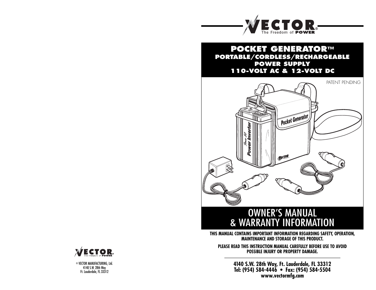 Vector Pocket Generator VEC018 User Manual | 8 pages