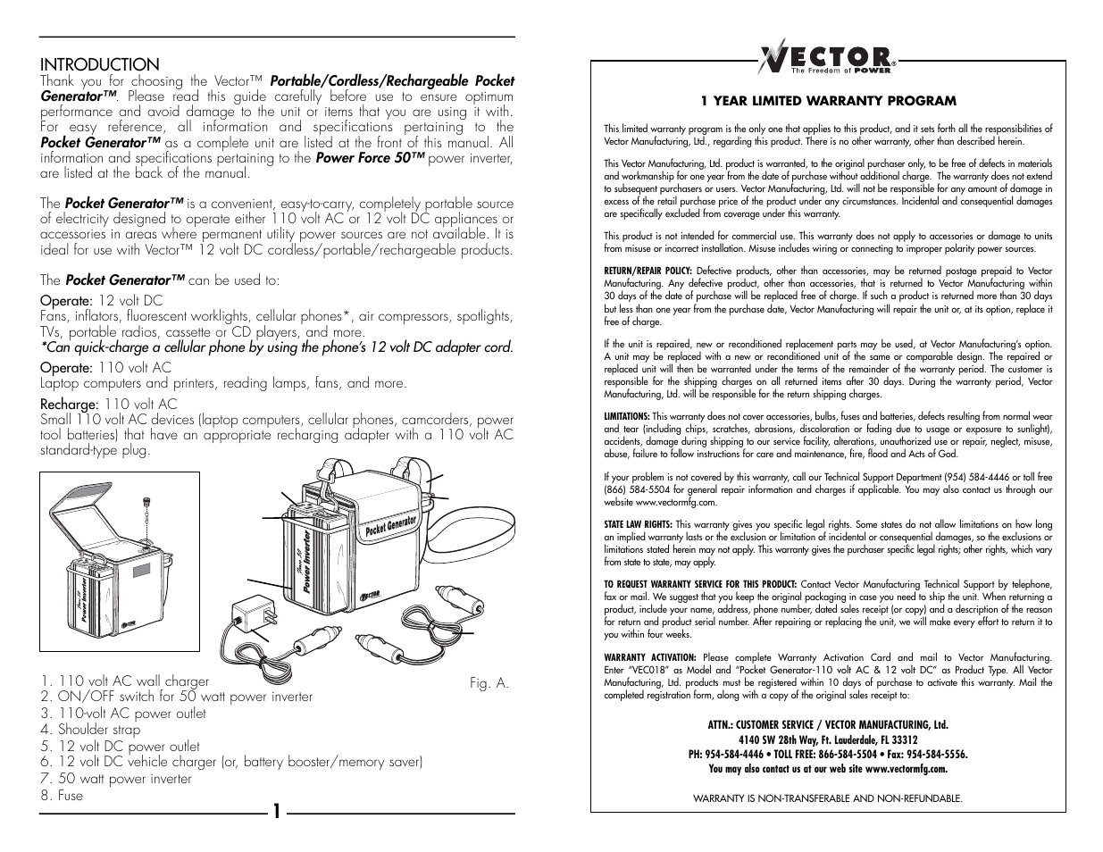 Introduction | Vector Pocket Generator VEC018 User Manual | Page 2 / 8