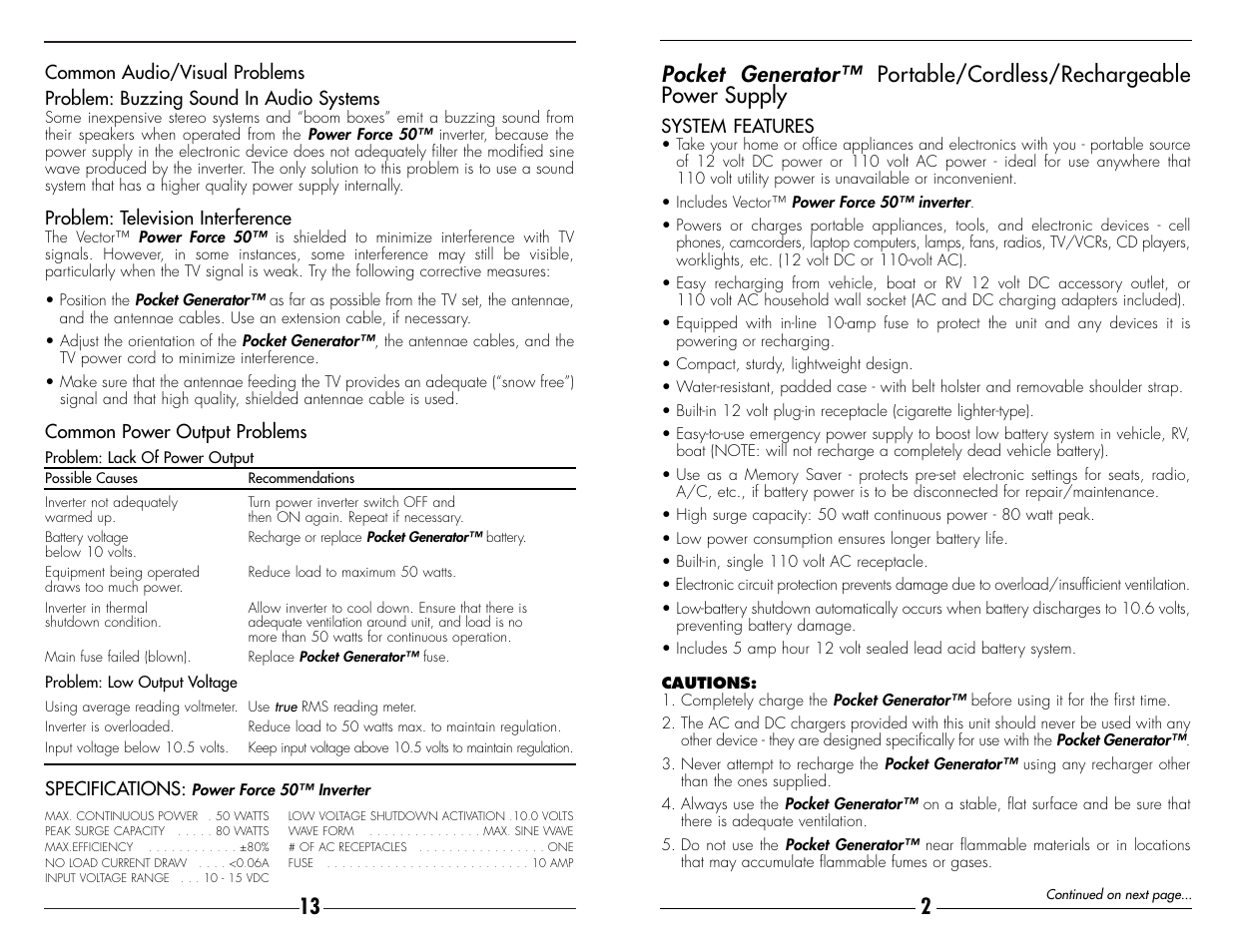 Vector Pocket Generator VEC018 User Manual | Page 3 / 8