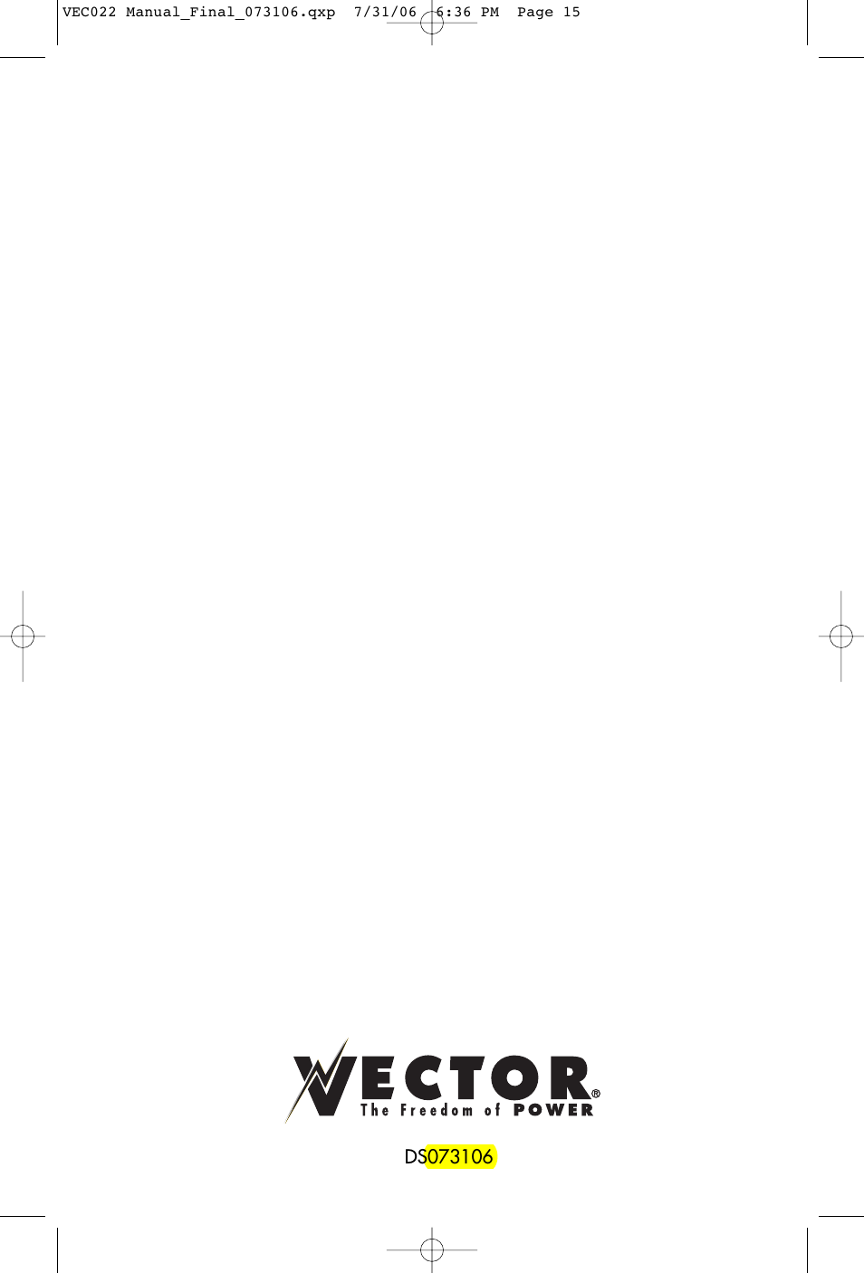 Vector VEC022 User Manual | Page 15 / 15