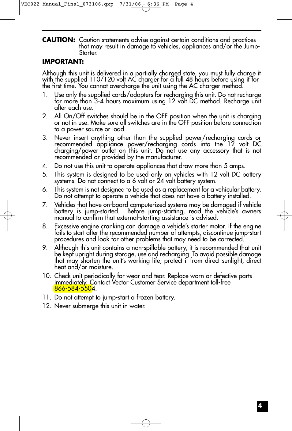 Vector VEC022 User Manual | Page 4 / 15