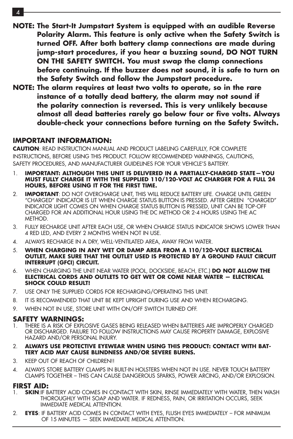 Safety warnings, First aid | Vector VEC021ST User Manual | Page 10 / 16