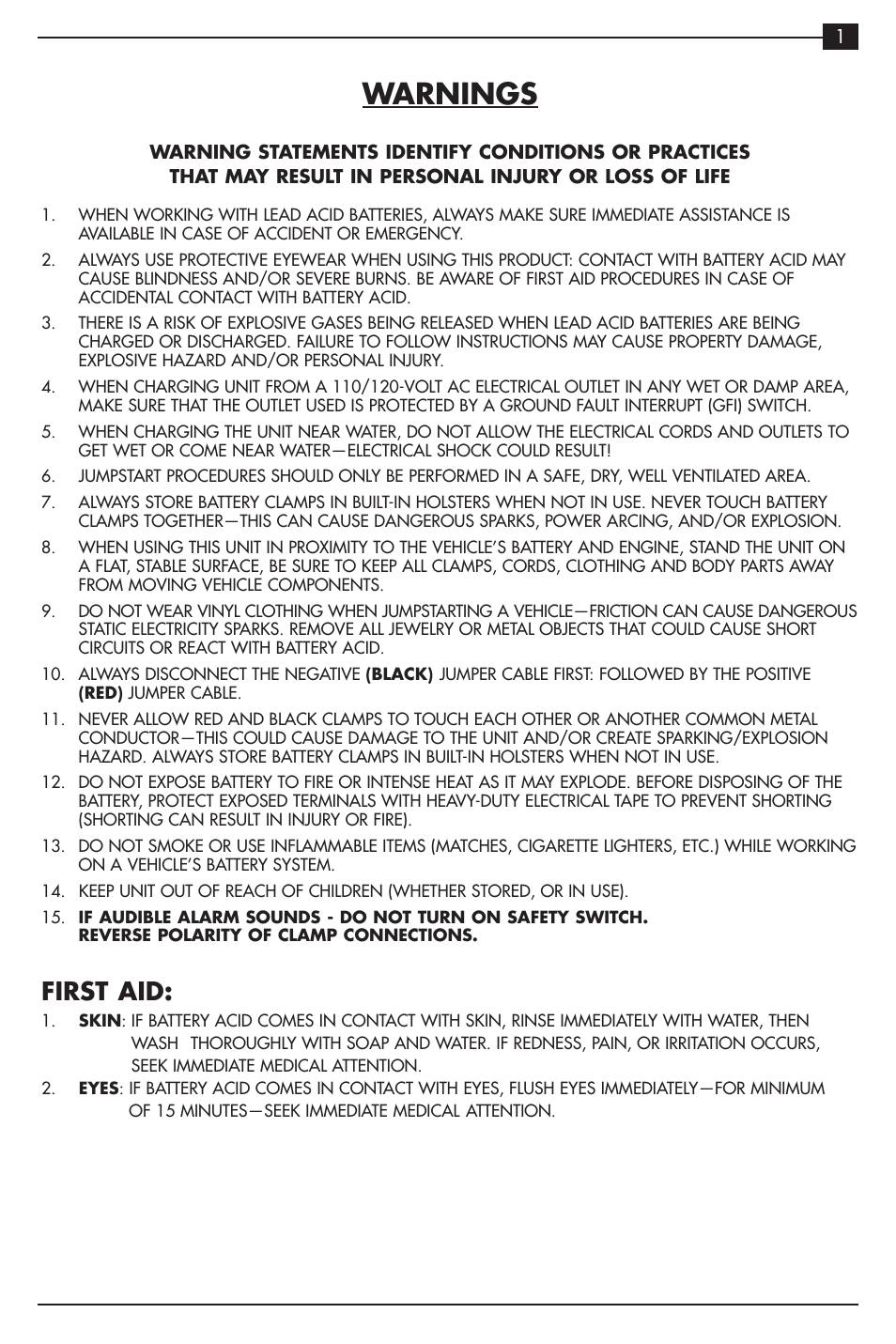 Warnings, First aid | Vector VEC021ST User Manual | Page 5 / 16