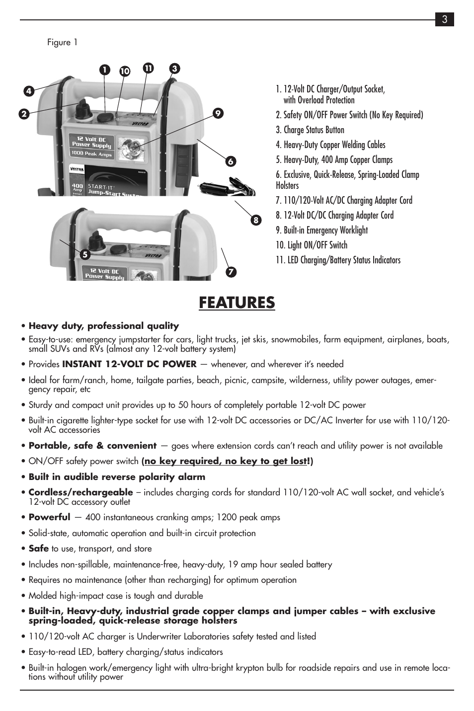 Features | Vector VEC021ST User Manual | Page 9 / 16