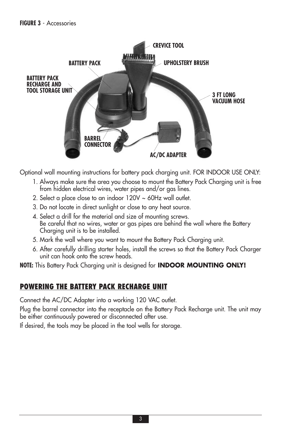 Powering the battery pack recharge unit | Vector VEC248 User Manual | Page 3 / 8