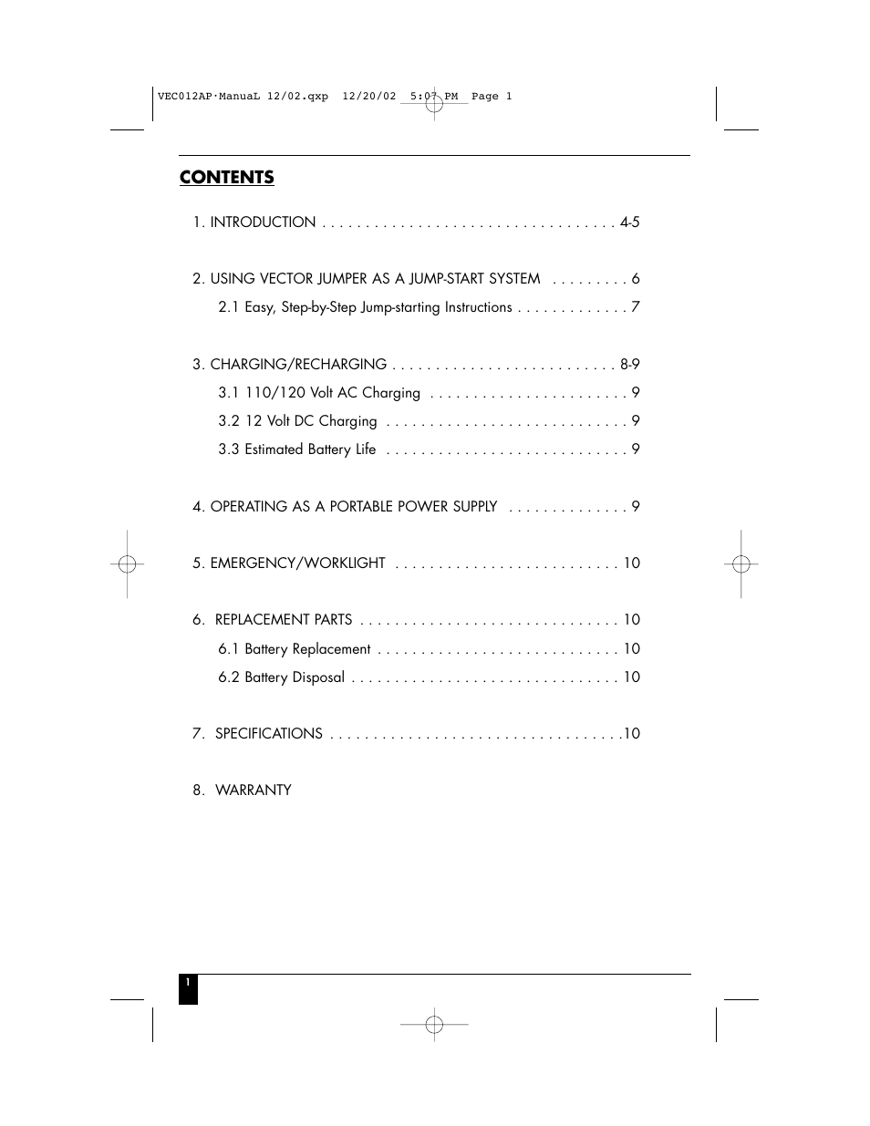 Vector VEC012AP User Manual | Page 3 / 12