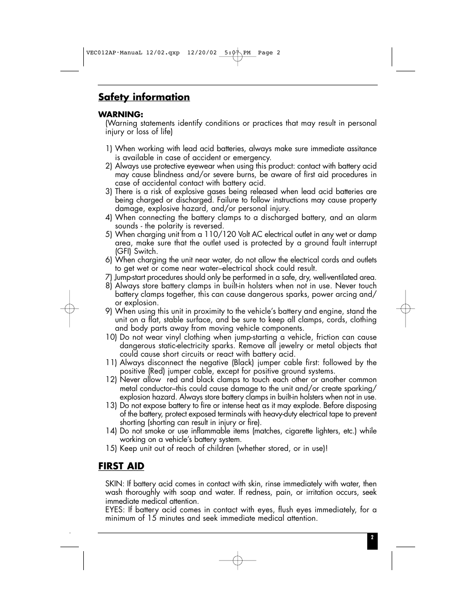 Vector VEC012AP User Manual | Page 4 / 12