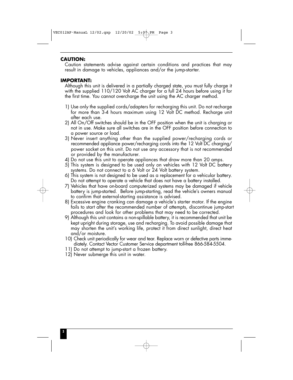 Vector VEC012AP User Manual | Page 5 / 12