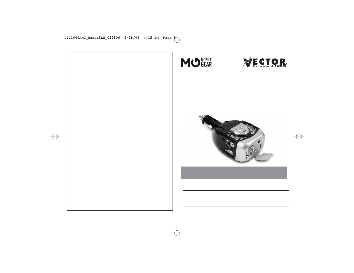 Vector BD022806 User Manual | 4 pages