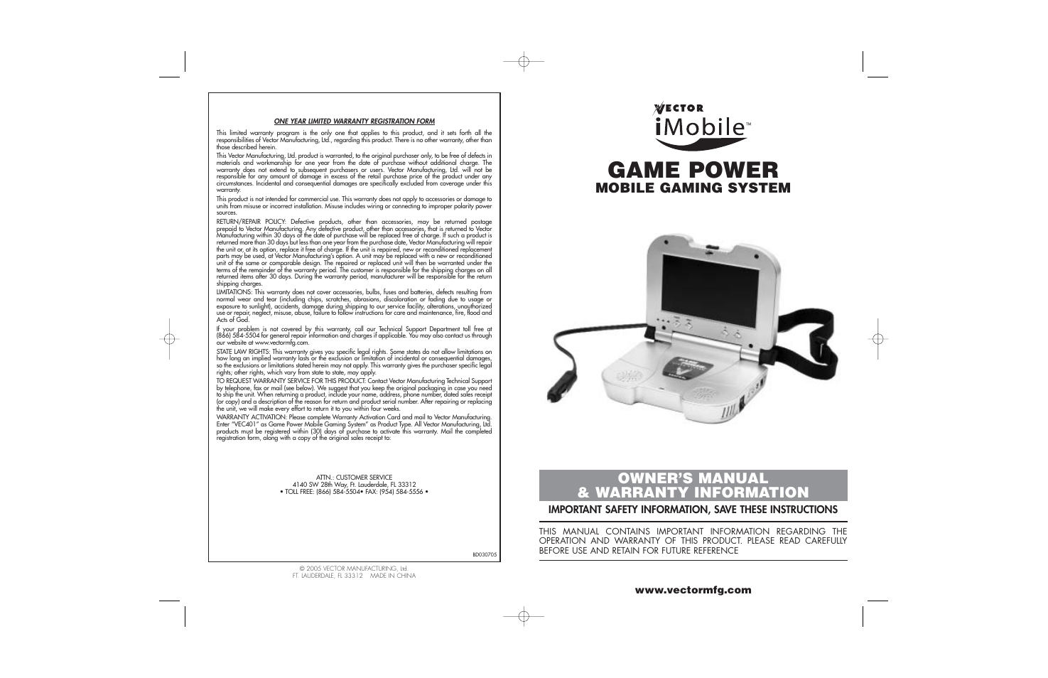 Vector iMobile VEC401 User Manual | 8 pages