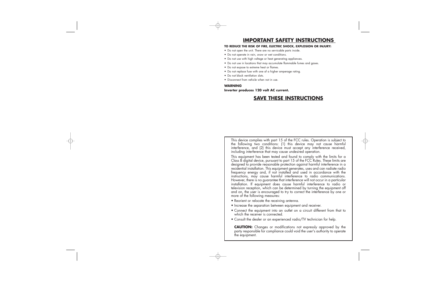 Important safety instructions, Save these instructions | Vector iMobile VEC401 User Manual | Page 2 / 8