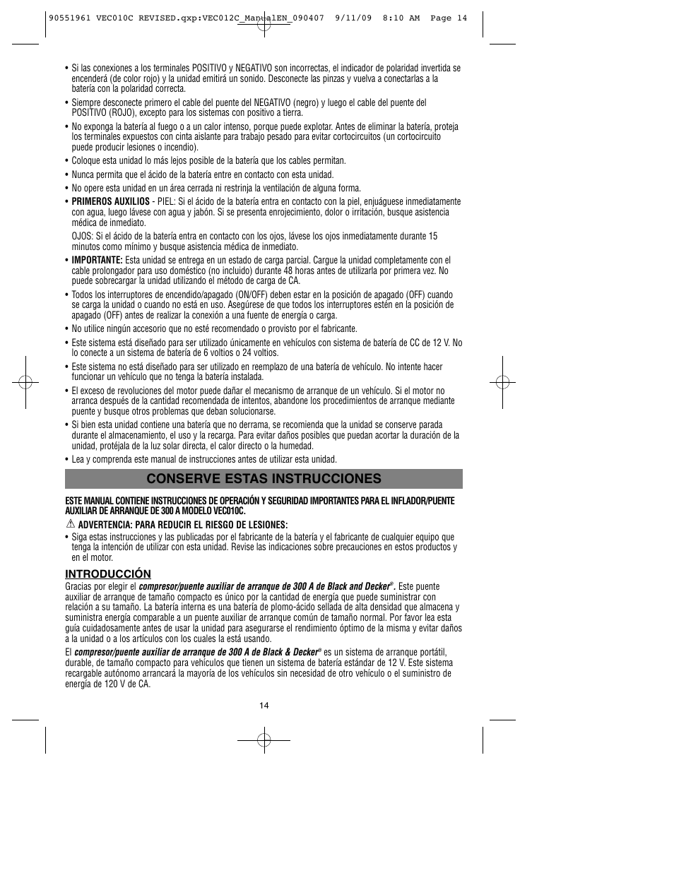 Conserve estas instrucciones | Vector 90551961 User Manual | Page 15 / 21