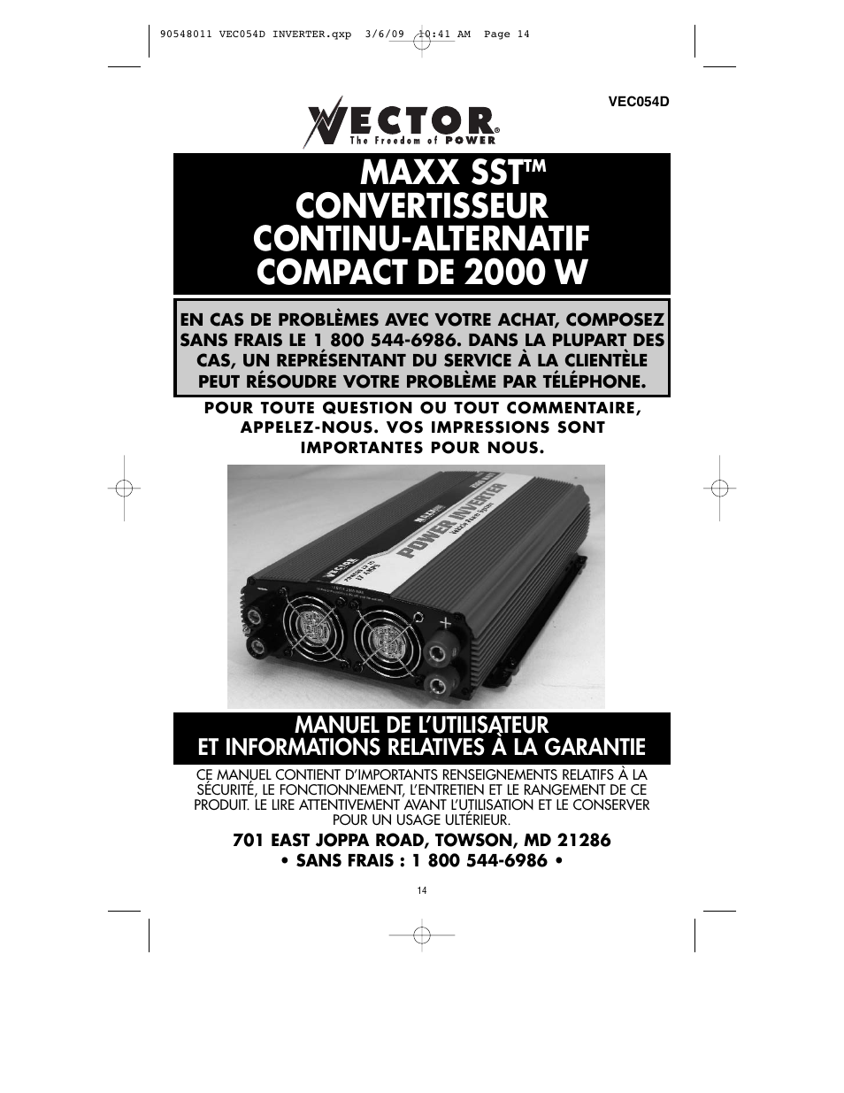 Tufgg lantern, Maxx sst, Convertisseur continu-alternatif compact de 2000 w | Cordless, rechargeable | Vector VEC054D User Manual | Page 15 / 44