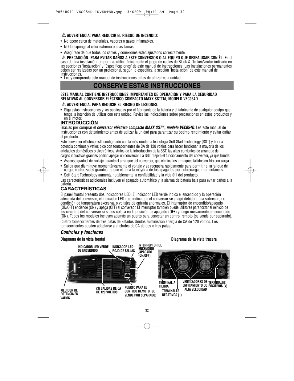 Conserve estas instrucciones | Vector VEC054D User Manual | Page 33 / 44