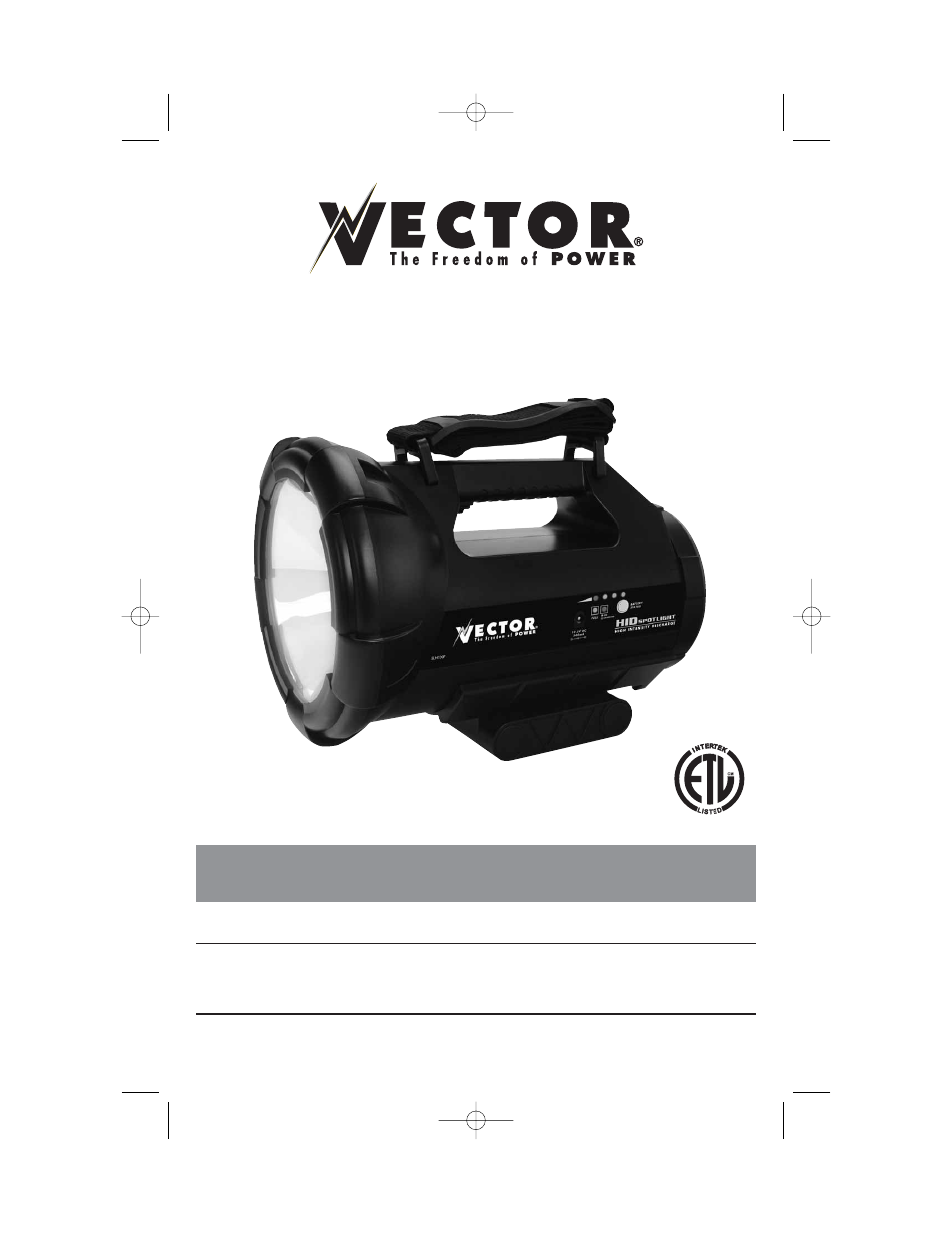 Vector SLH100V User Manual | 10 pages