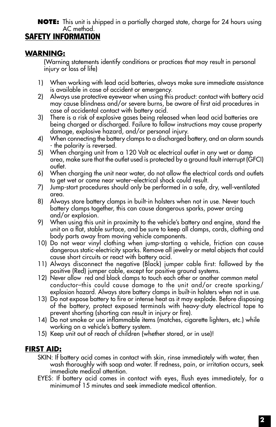 Safety information | Vector Power on Board VEC021STC User Manual | Page 2 / 16