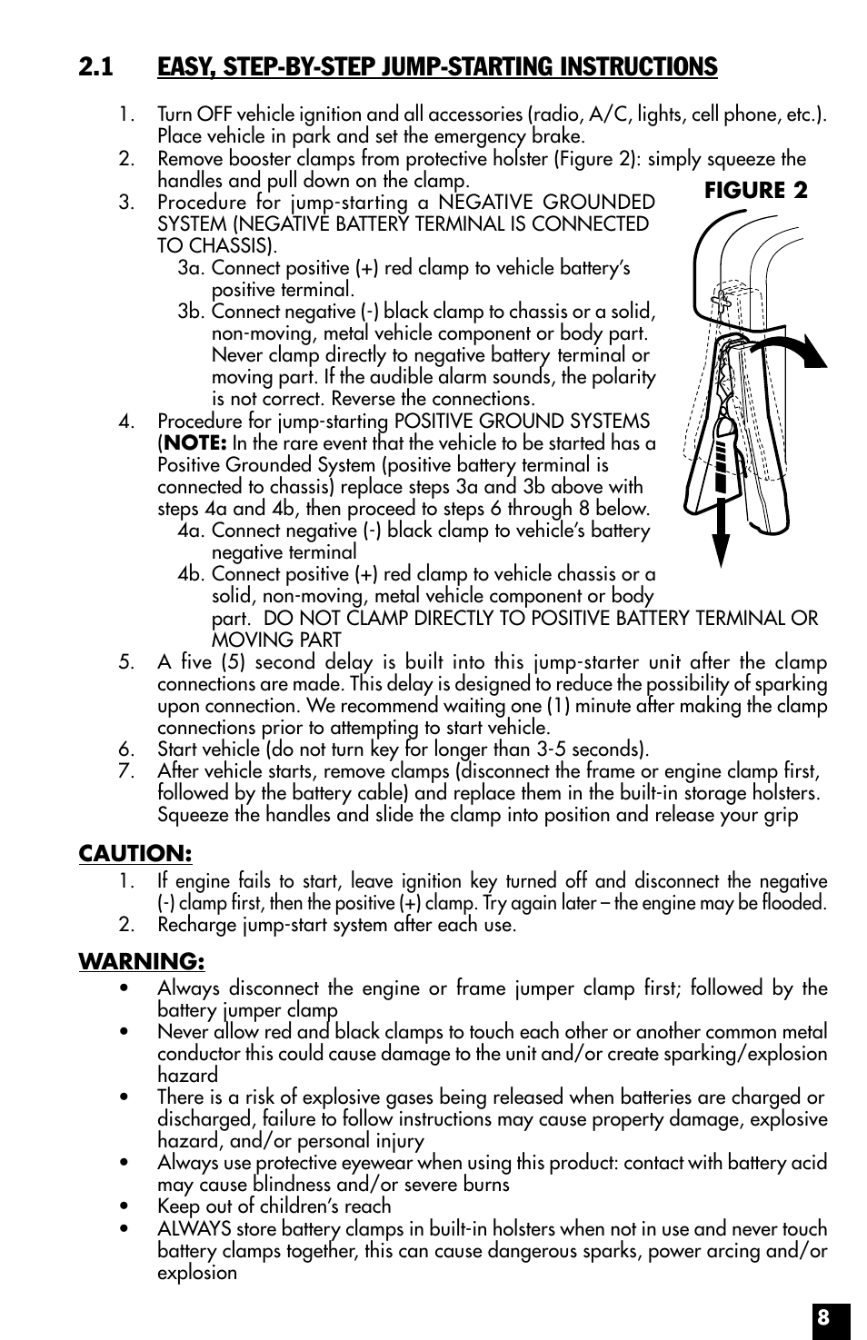 1 easy, step-by-step jump-starting instructions | Vector Power on Board VEC021STC User Manual | Page 8 / 16