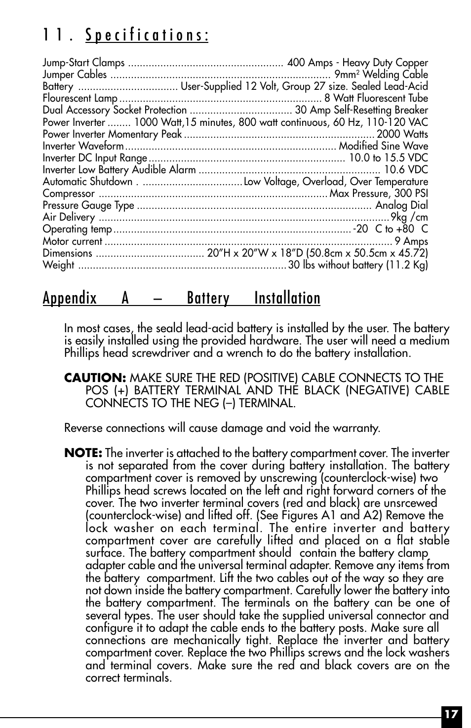 Appendix a – battery installation | Vector ElectroMate VEC095 User Manual | Page 17 / 20