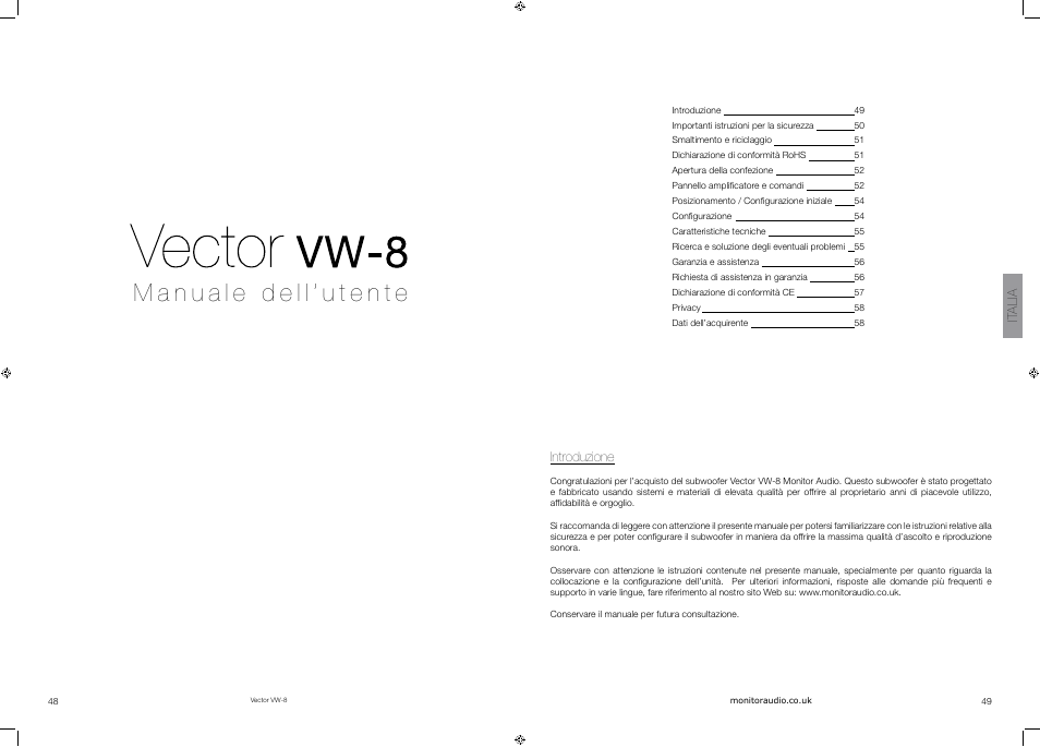 It alia, Introduzione | Vector VW-8 User Manual | Page 26 / 51