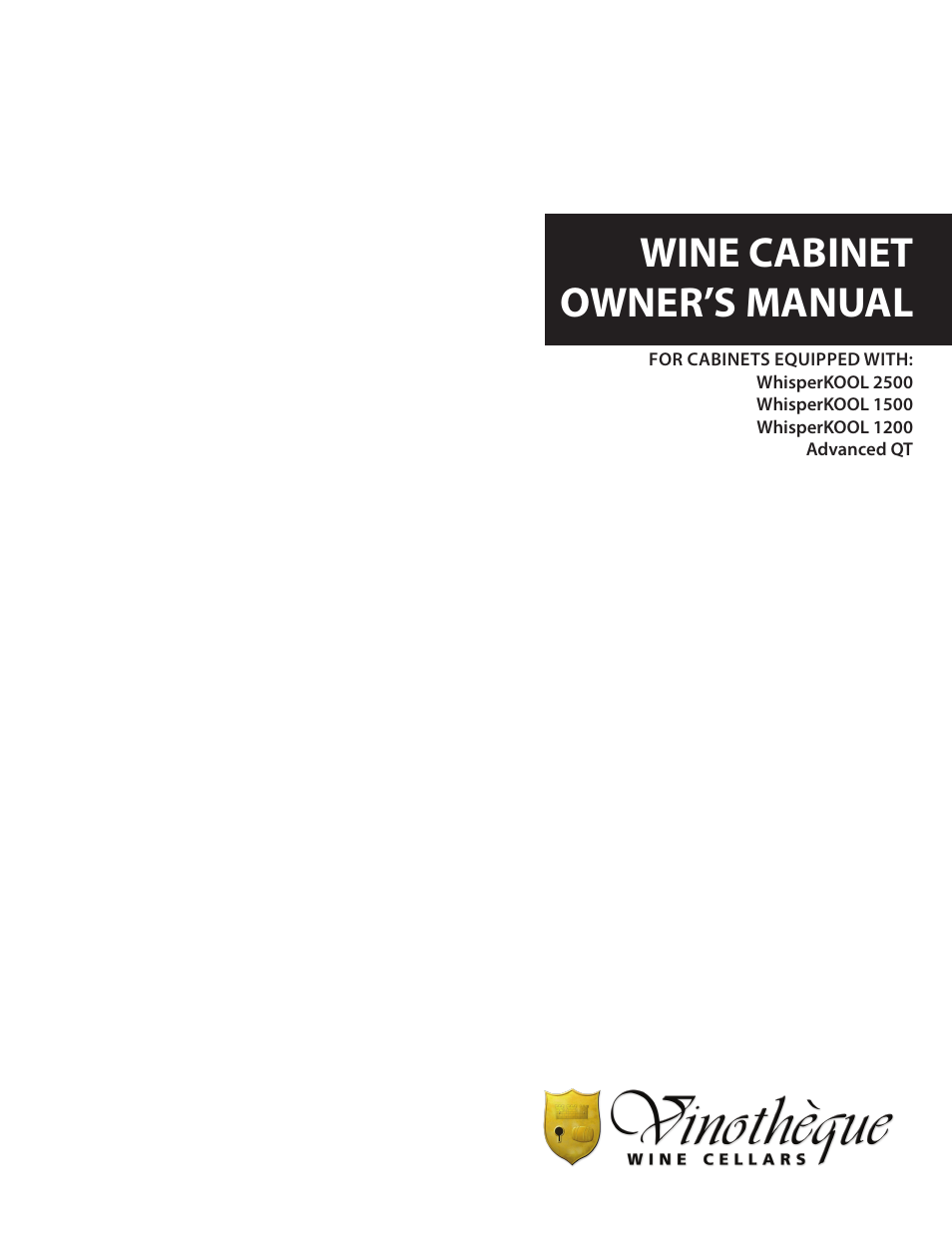 Vinothèque WhisperKOOL 2500 User Manual | 27 pages