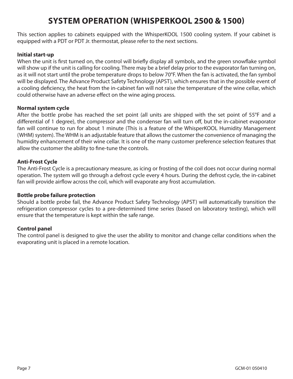 Vinothèque WhisperKOOL 2500 User Manual | Page 10 / 27