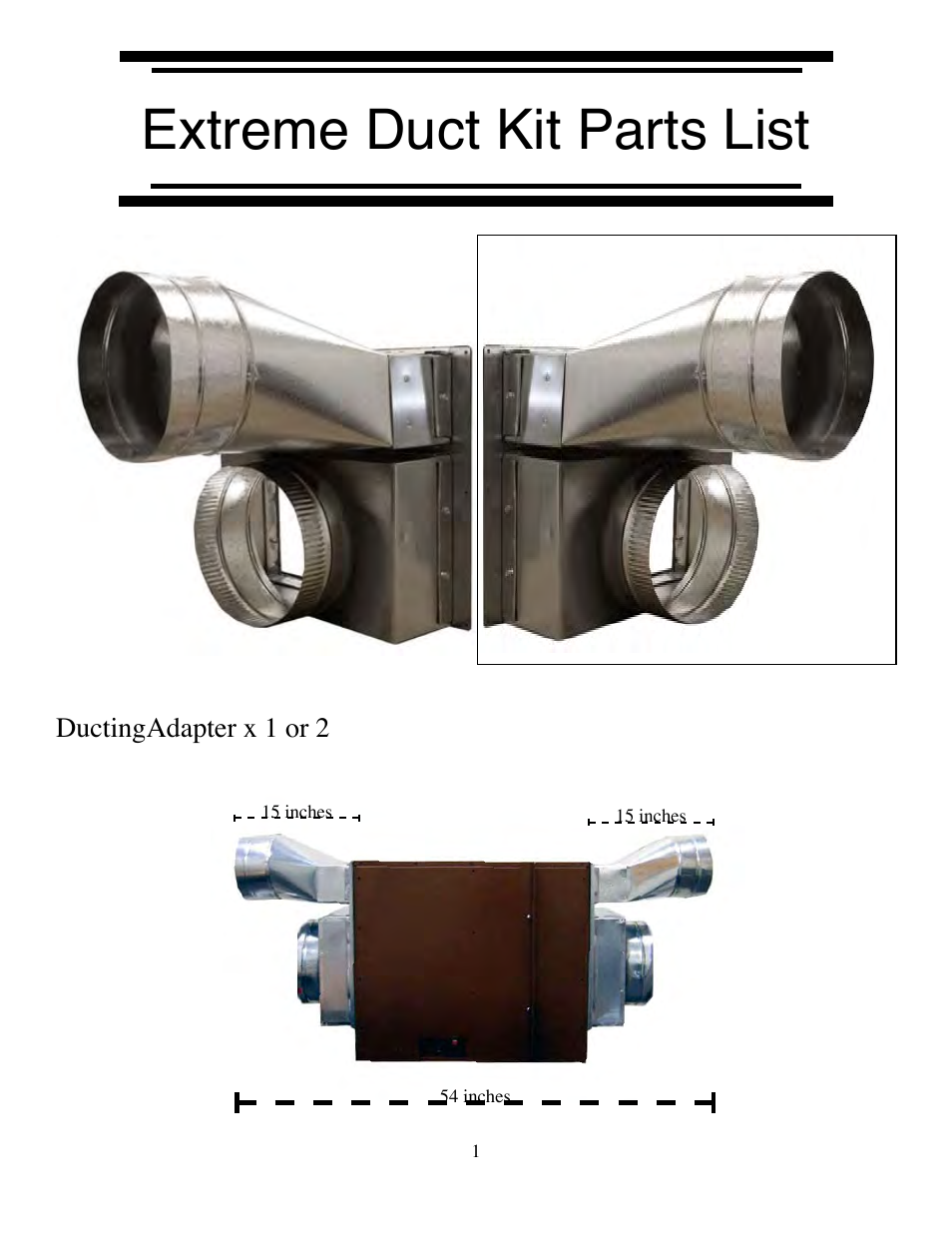 Extreme duct kit parts list | Vinothèque Extreme 4000 Duct Kit User Manual | Page 3 / 11