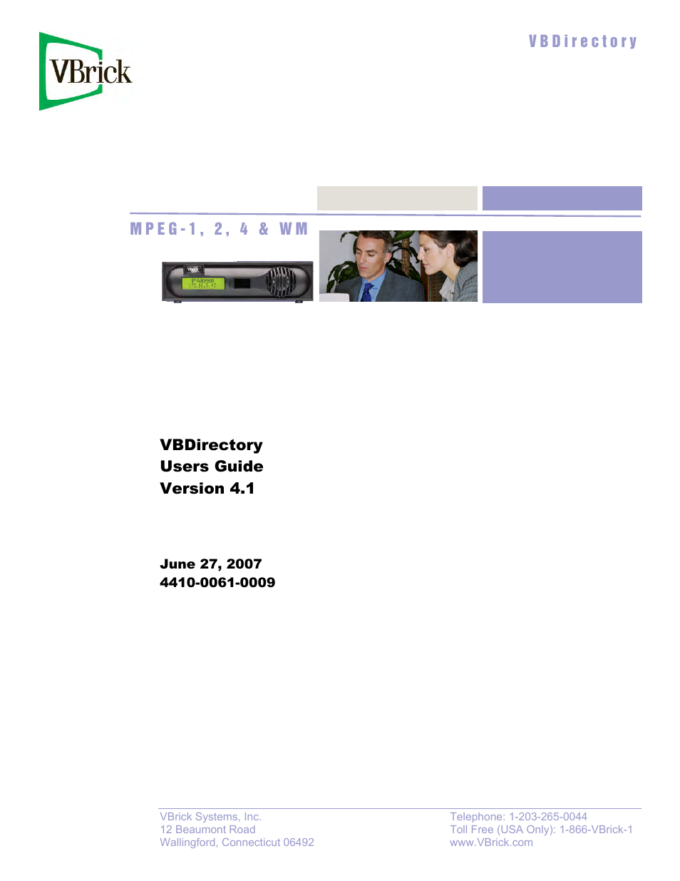 VBrick Systems VB Directory System User Manual | 21 pages