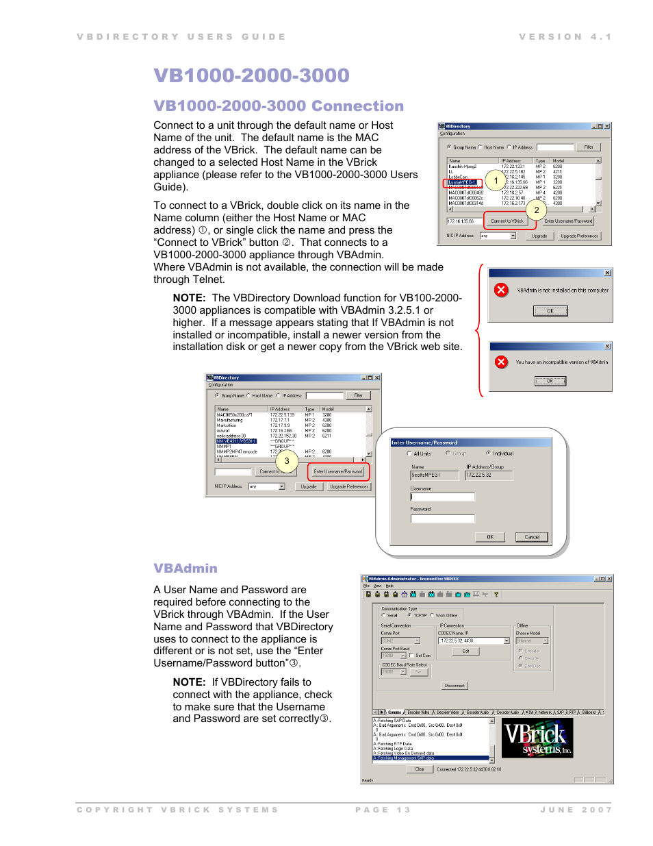 Vbadmin | VBrick Systems VB Directory System User Manual | Page 13 / 21