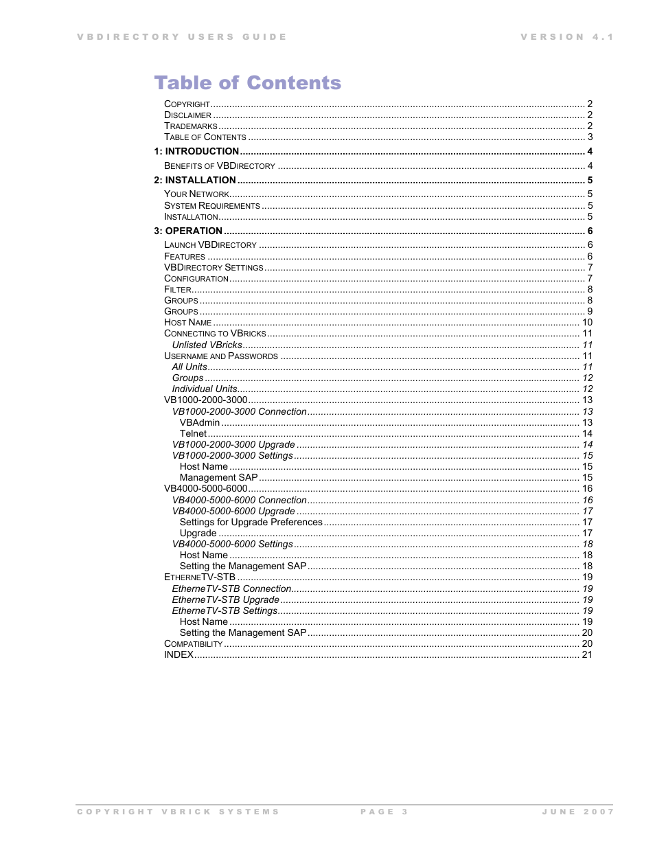 VBrick Systems VB Directory System User Manual | Page 3 / 21