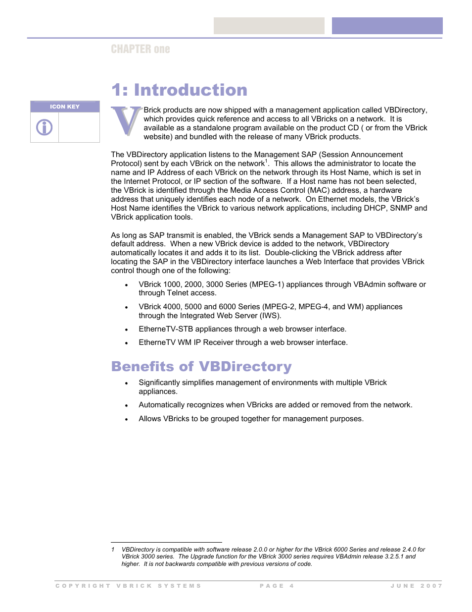 Introduction, Benefits of vbdirectory | VBrick Systems VB Directory System User Manual | Page 4 / 21