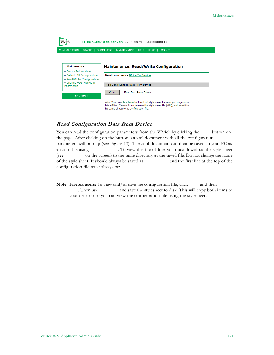 Read configuration data from device | VBrick Systems VBRICK APPLIANCE VB6000 User Manual | Page 131 / 156