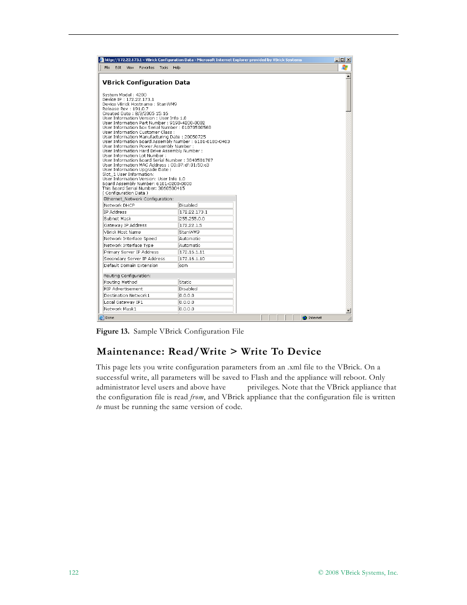 Maintenance: read/write > write to device | VBrick Systems VBRICK APPLIANCE VB6000 User Manual | Page 132 / 156