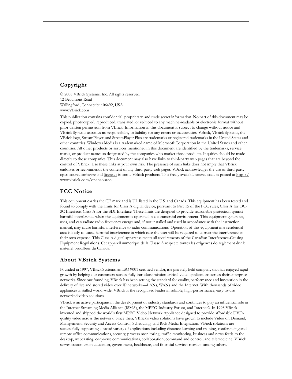VBrick Systems VBRICK APPLIANCE VB6000 User Manual | Page 2 / 156
