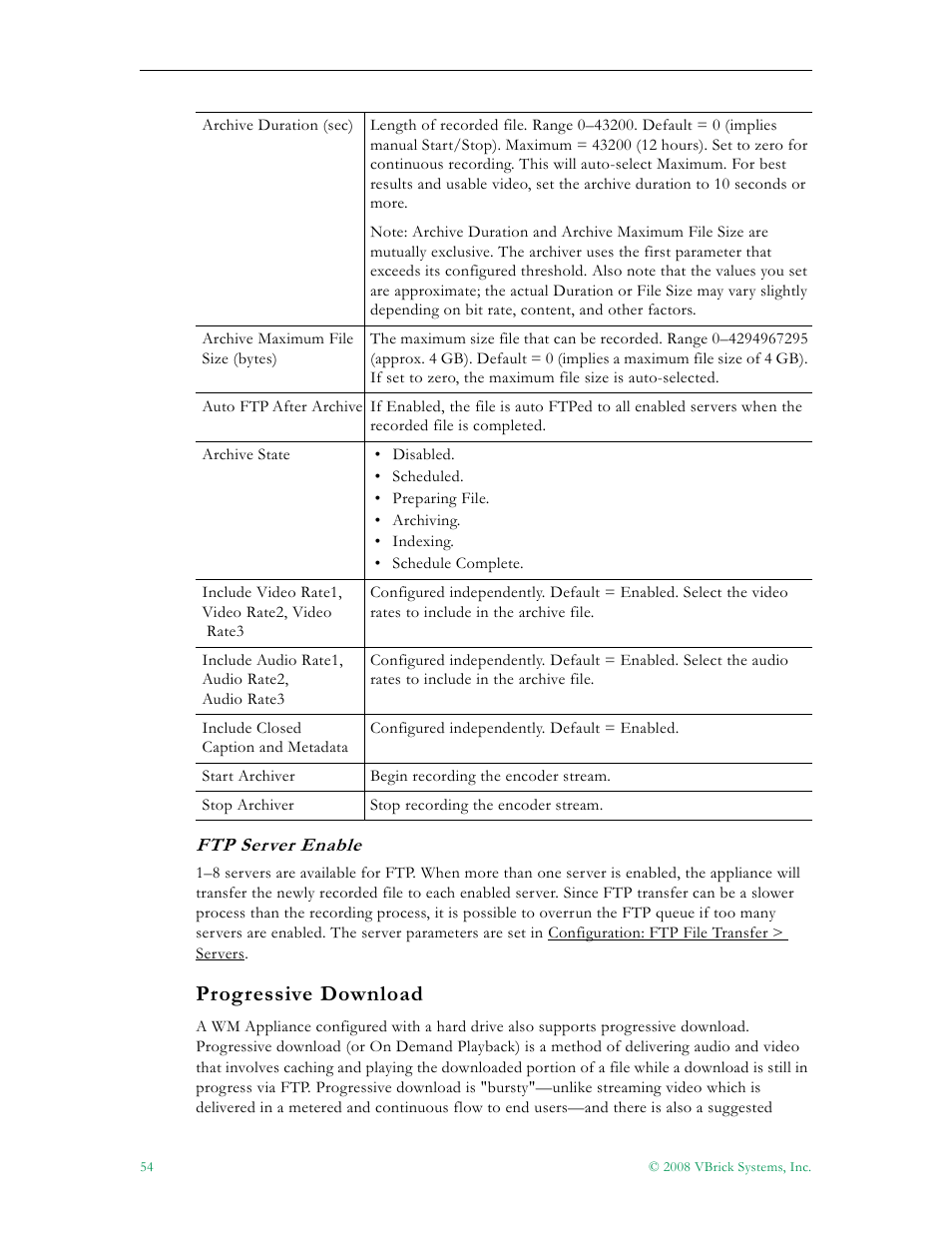 Progressive download | VBrick Systems VBRICK APPLIANCE VB6000 User Manual | Page 64 / 156