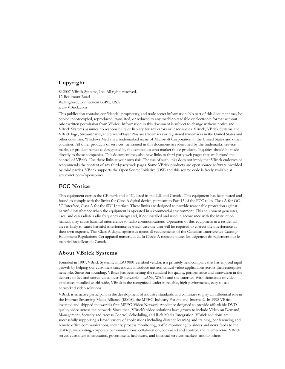 VBrick Systems StreamPlayer v4.4 User Manual | Page 2 / 32