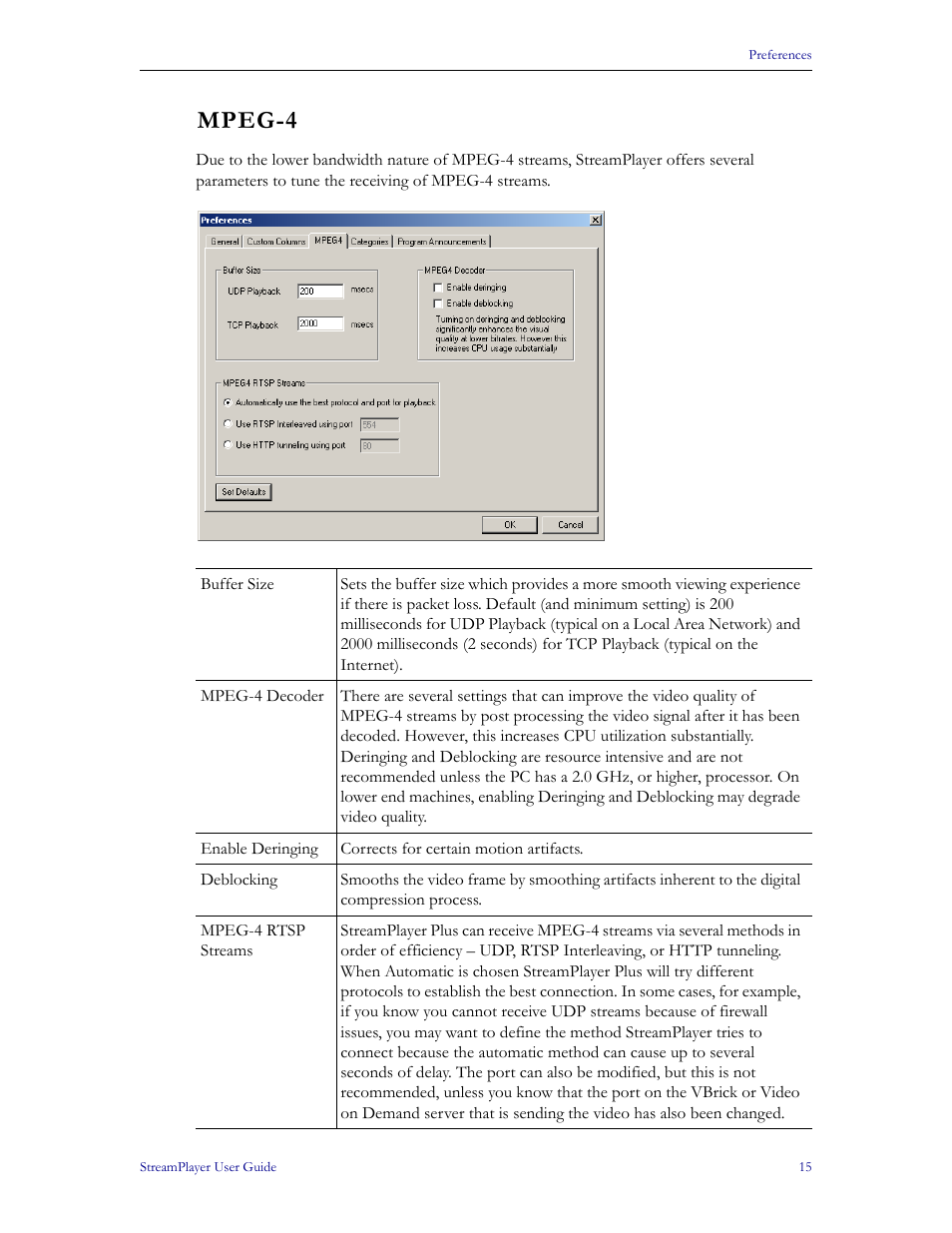 Mpeg-4 | VBrick Systems StreamPlayer v4.4 User Manual | Page 21 / 32