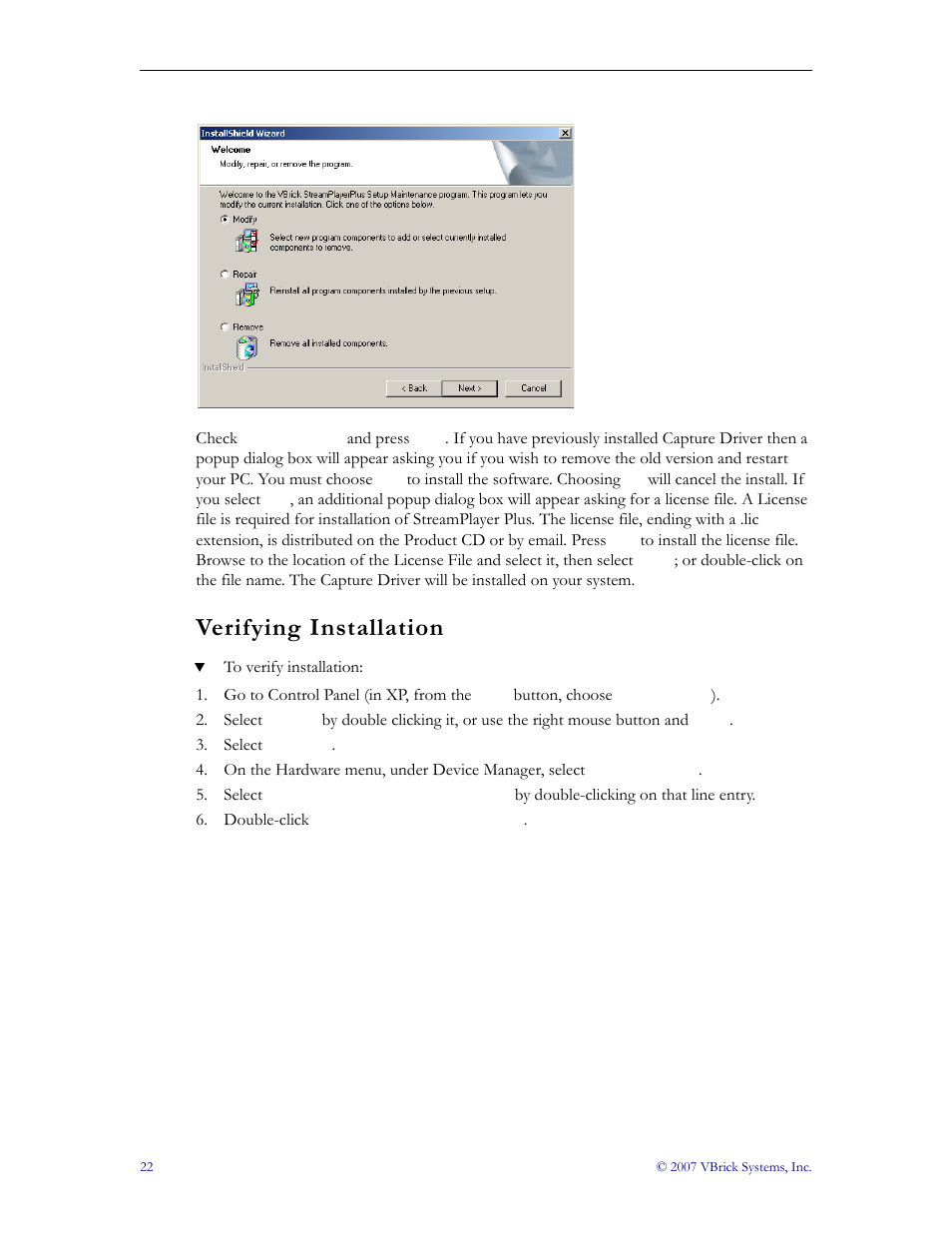 Verifying installation | VBrick Systems StreamPlayer v4.4 User Manual | Page 28 / 32