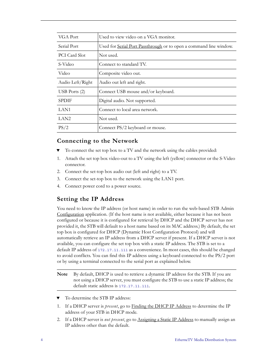 Connecting to the network, Setting the ip address, Connecting to the network setting the ip address | VBrick Systems MPEG-1 User Manual | Page 10 / 58