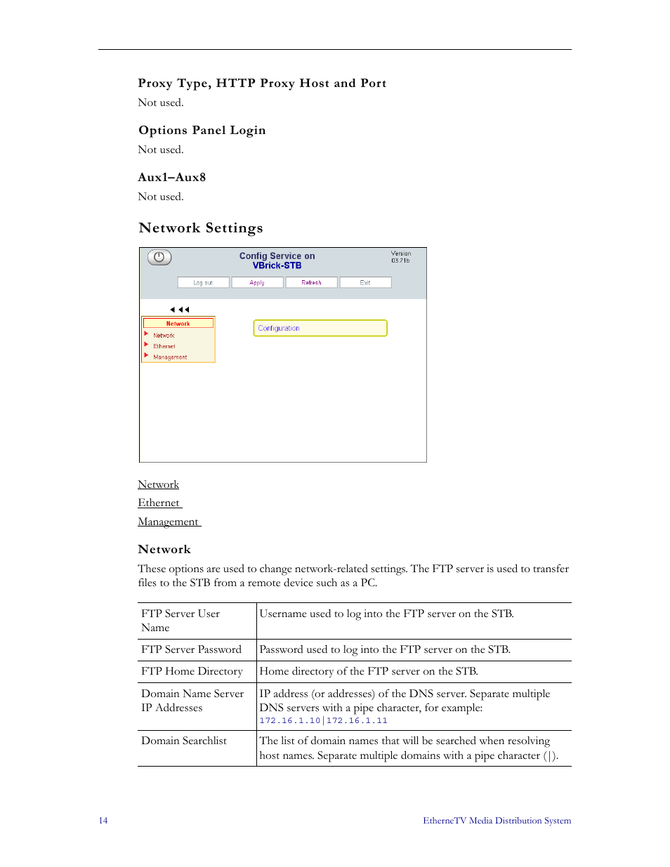 Network settings | VBrick Systems MPEG-1 User Manual | Page 20 / 58