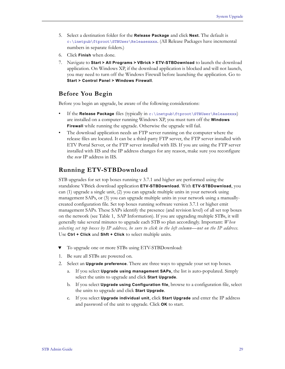 Before you begin, Running etv-stbdownload, Before you begin running etv-stbdownload | VBrick Systems MPEG-1 User Manual | Page 35 / 58