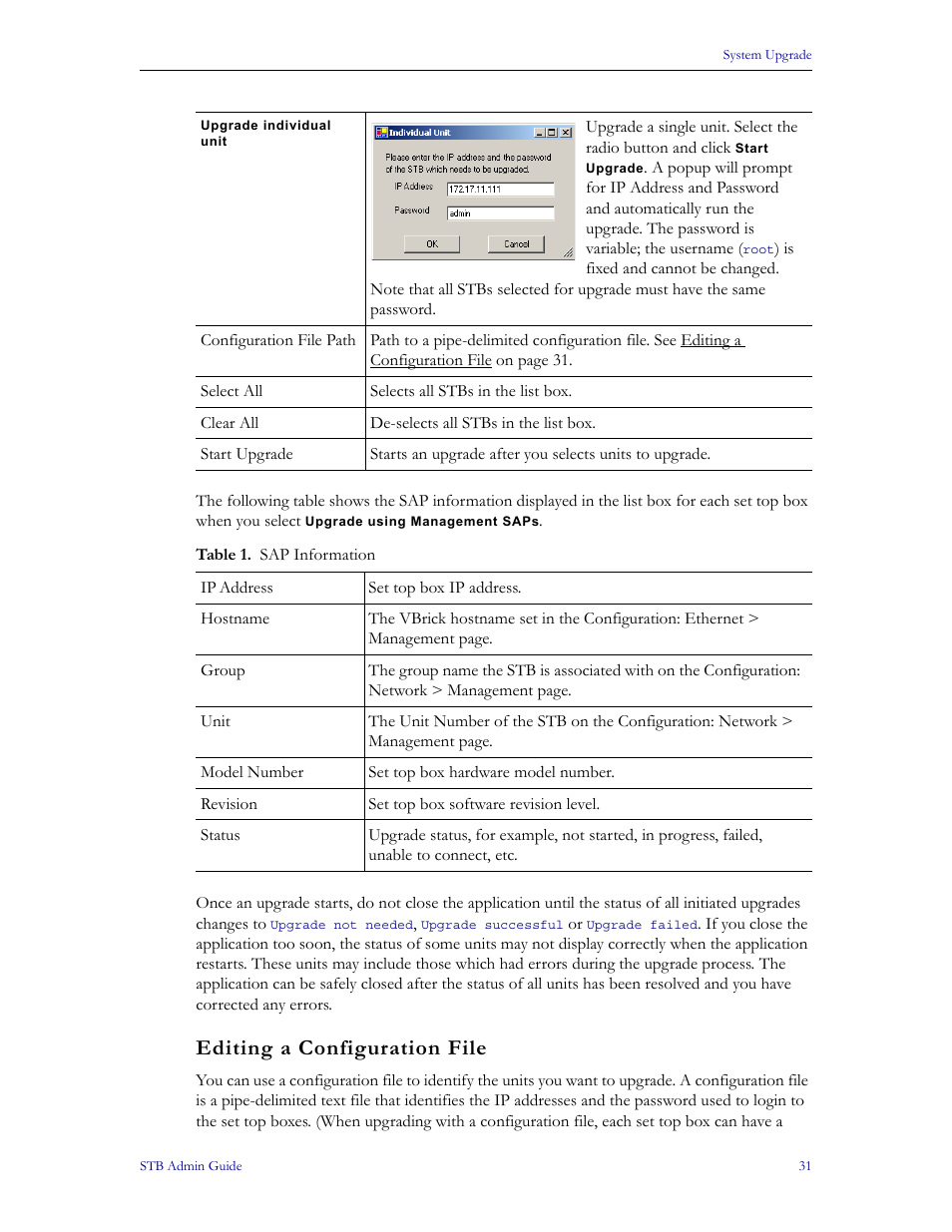 Editing a configuration file | VBrick Systems MPEG-1 User Manual | Page 37 / 58