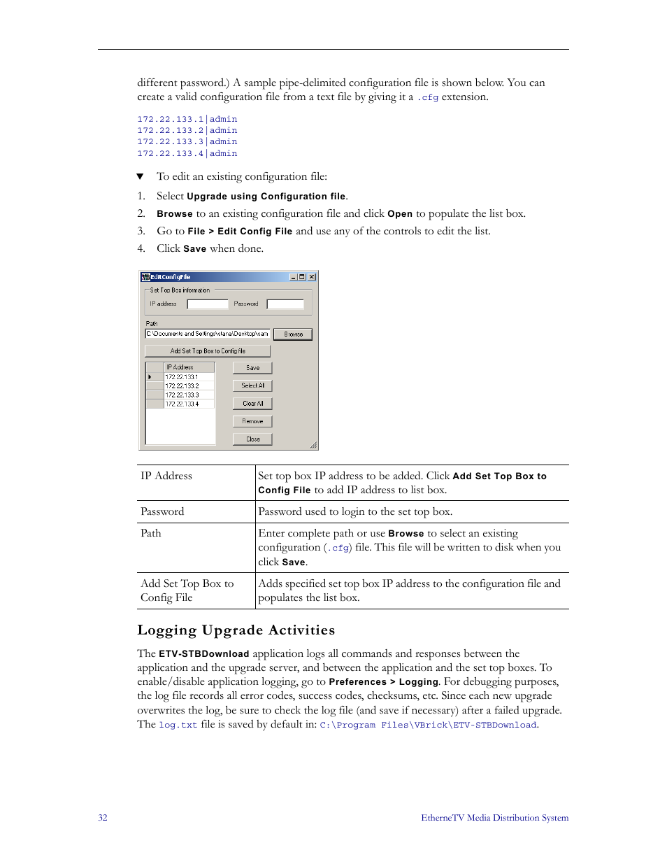 Logging upgrade activities | VBrick Systems MPEG-1 User Manual | Page 38 / 58