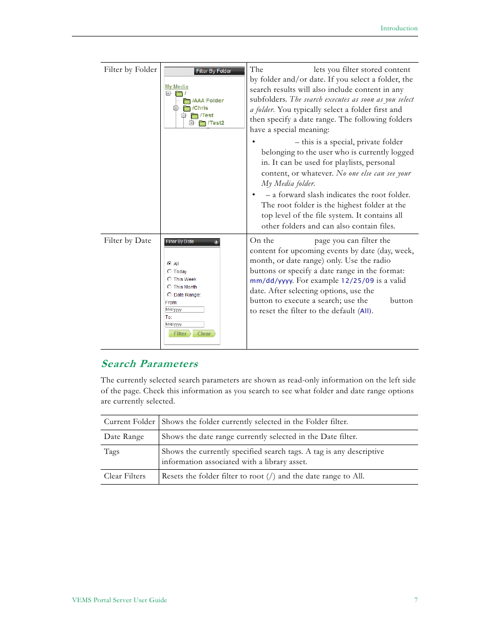 Search parameters | VBrick Systems ENTERPRISE MEDIA SYSTEM V5.0 User Manual | Page 13 / 76