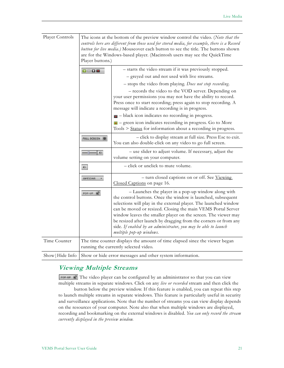 Viewing multiple streams | VBrick Systems ENTERPRISE MEDIA SYSTEM V5.0 User Manual | Page 27 / 76