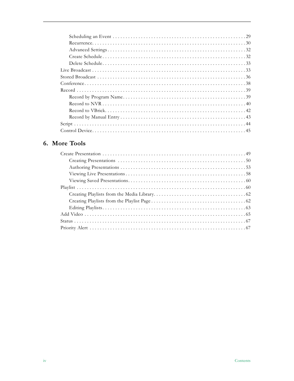 More tools | VBrick Systems ENTERPRISE MEDIA SYSTEM V5.0 User Manual | Page 4 / 76