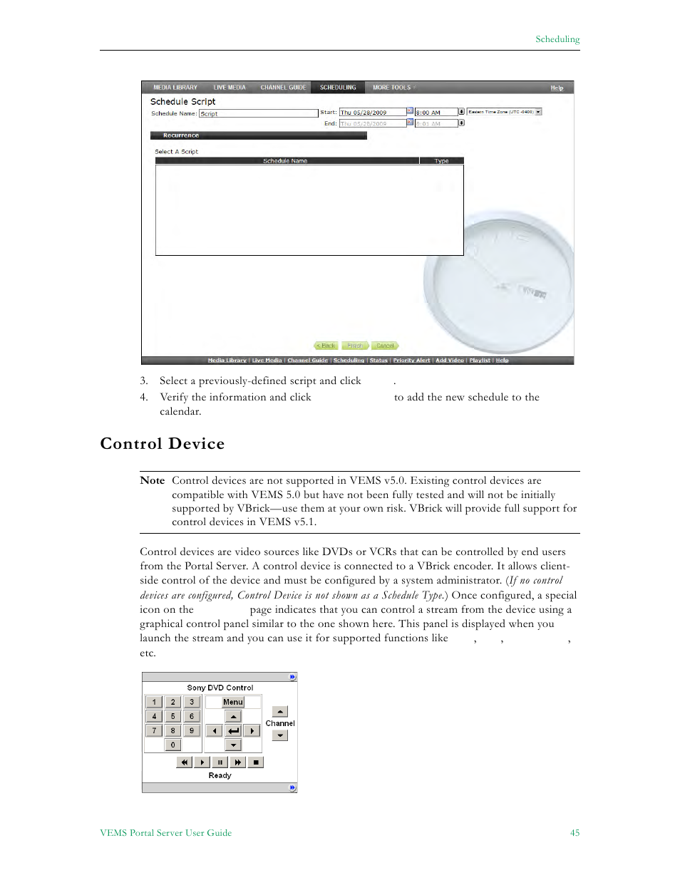 Control device | VBrick Systems ENTERPRISE MEDIA SYSTEM V5.0 User Manual | Page 51 / 76