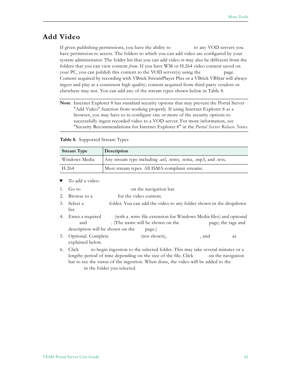 Add video | VBrick Systems ENTERPRISE MEDIA SYSTEM V5.0 User Manual | Page 71 / 76