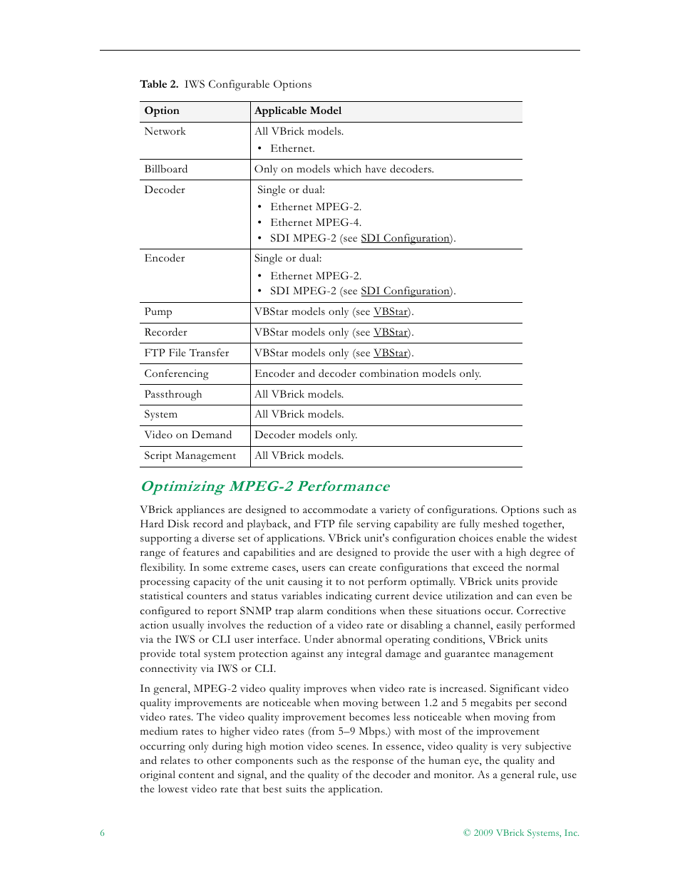 Optimizing mpeg-2 performance | VBrick Systems VB5000 User Manual | Page 14 / 124