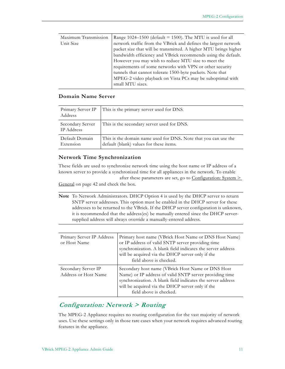 Configuration: network > routing | VBrick Systems VB5000 User Manual | Page 19 / 124