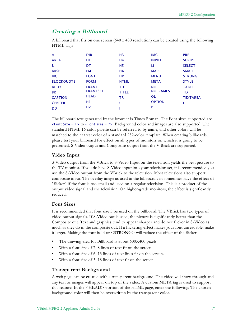 Creating a billboard | VBrick Systems VB5000 User Manual | Page 25 / 124